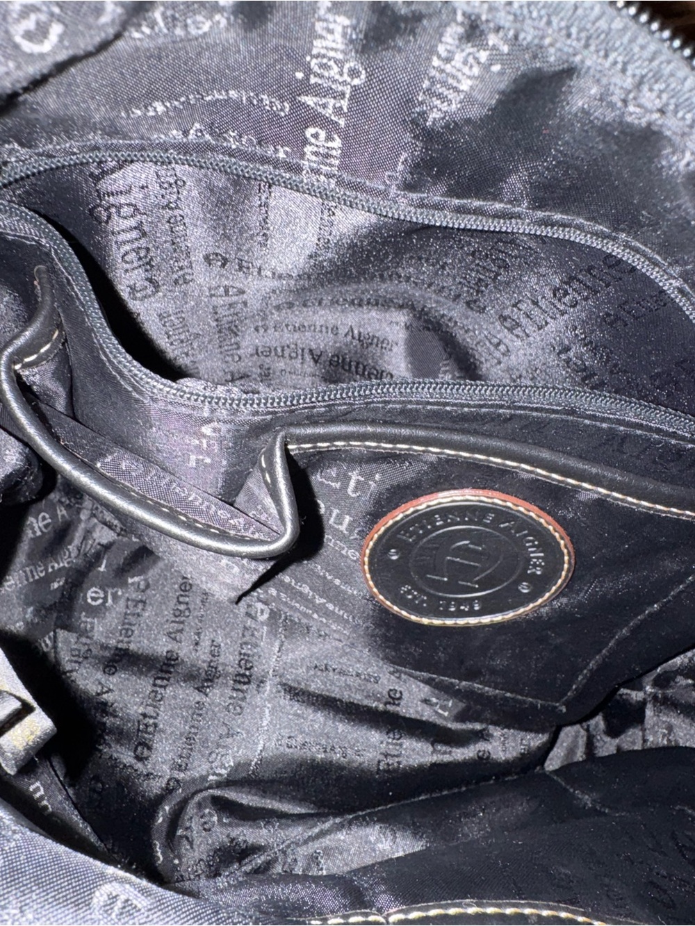 Etienne Aigner Black Fabric BlackGold Hardware Shoulder Bag Butterfly Brooch - Picture 13 of 17